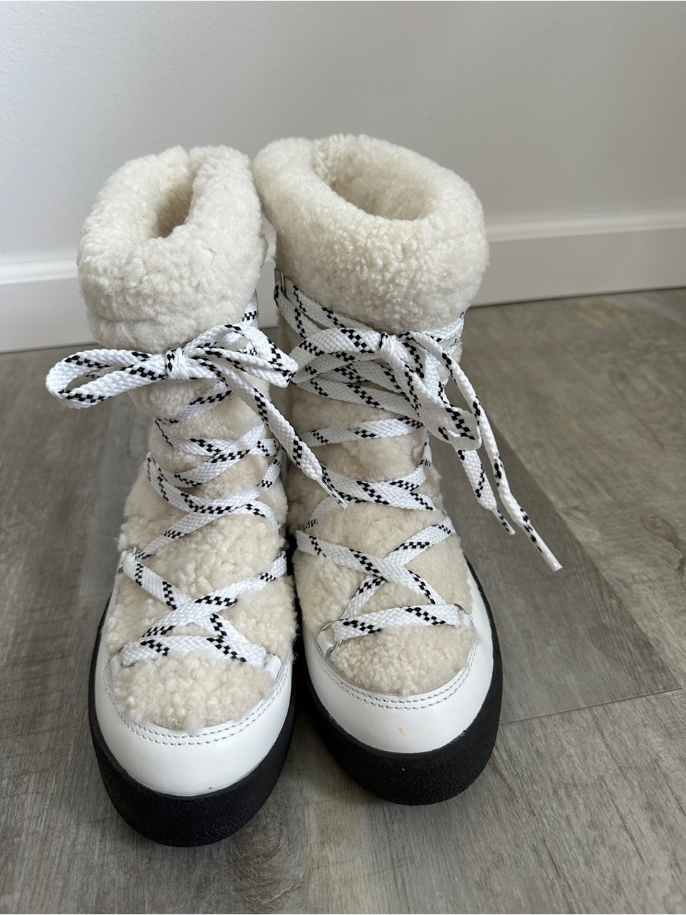 La Canadienne Eloise Shearling-lined Leather Snow Winter Boot White Size 37 - Picture 2 of 7